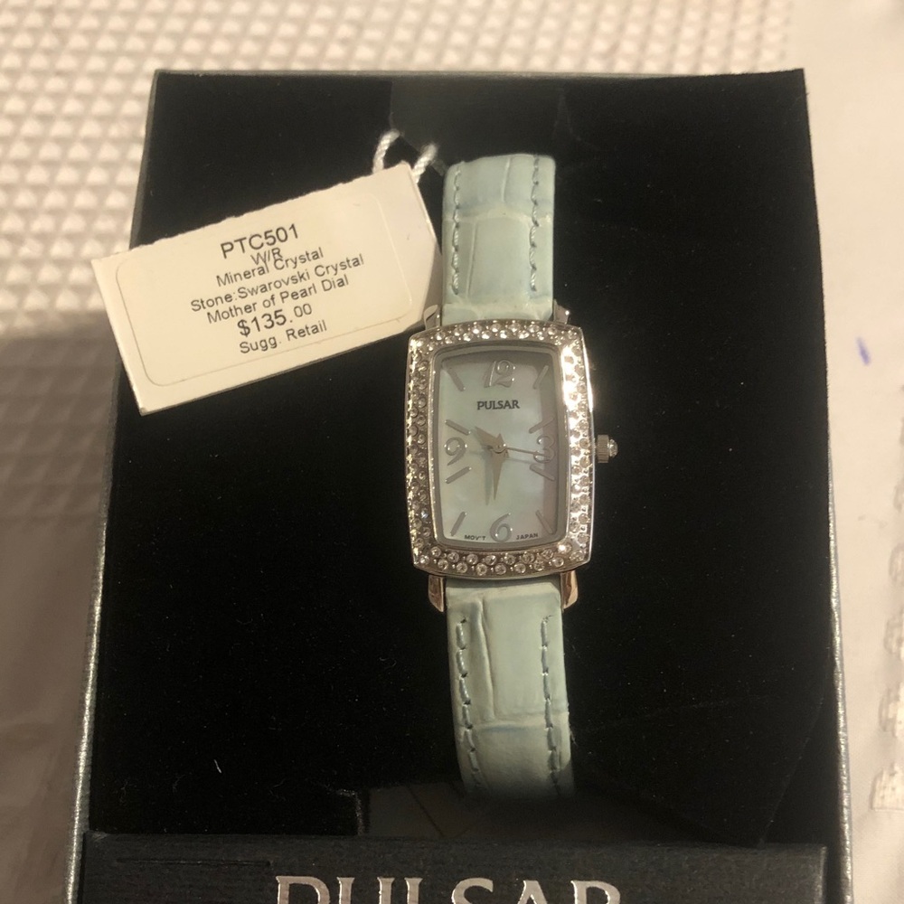 Pulsar Silver and Light Blue Crystal Watch